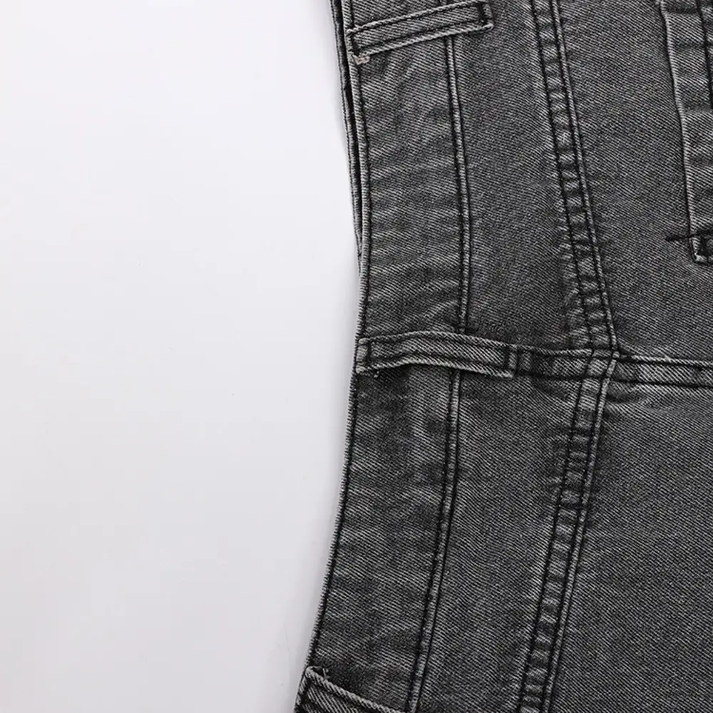 Summer Chic High-Waist Plaid Denim Skirt