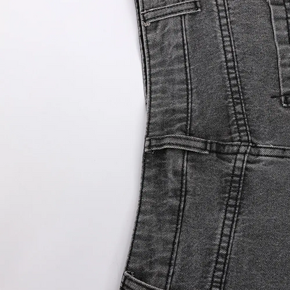 Summer Chic High-Waist Plaid Denim Skirt